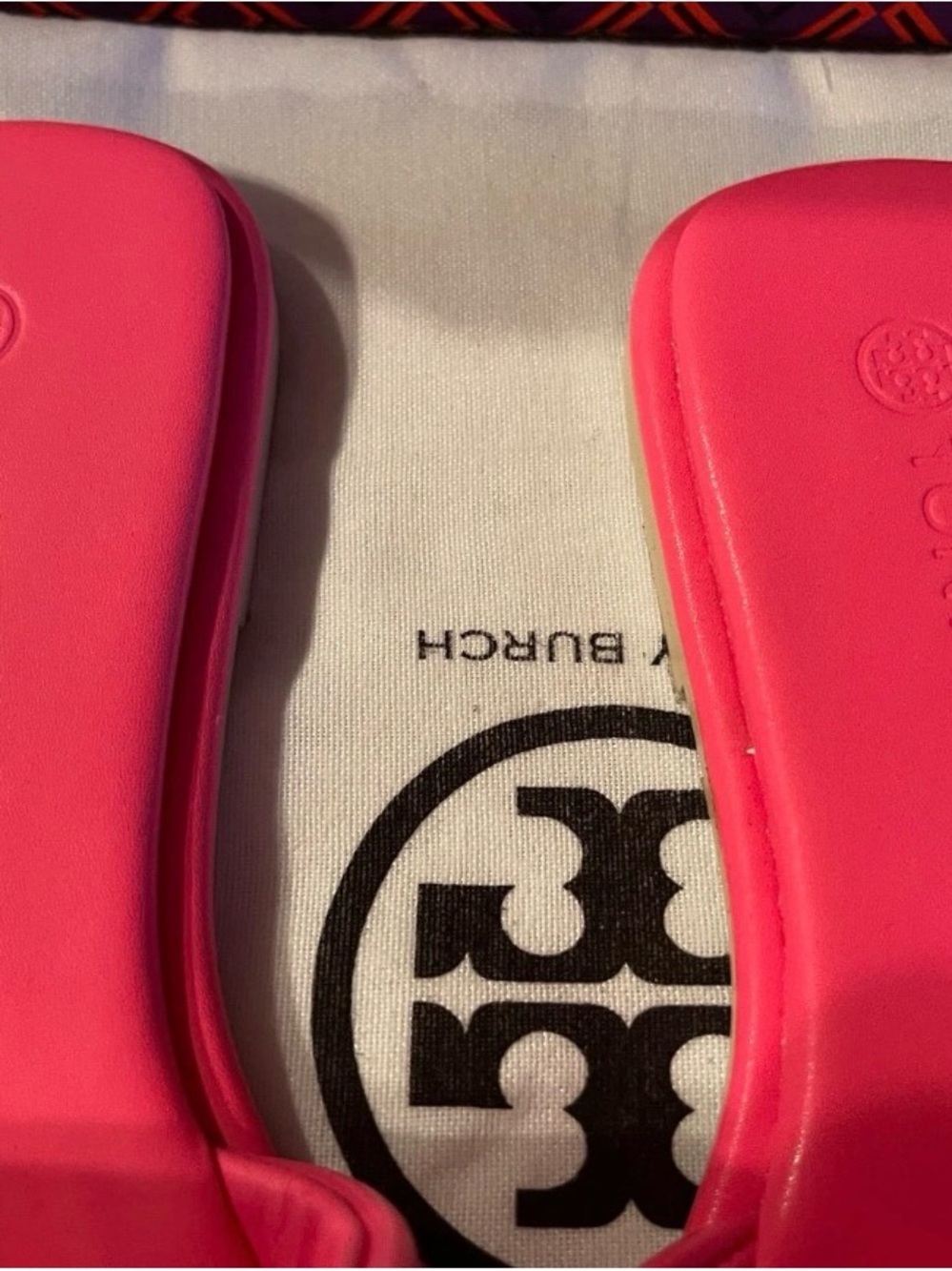 Tory Burch Neon Pink Crystal-Embellished Logo Slide Sandals text 5045474637. - Picture 4 of 7
